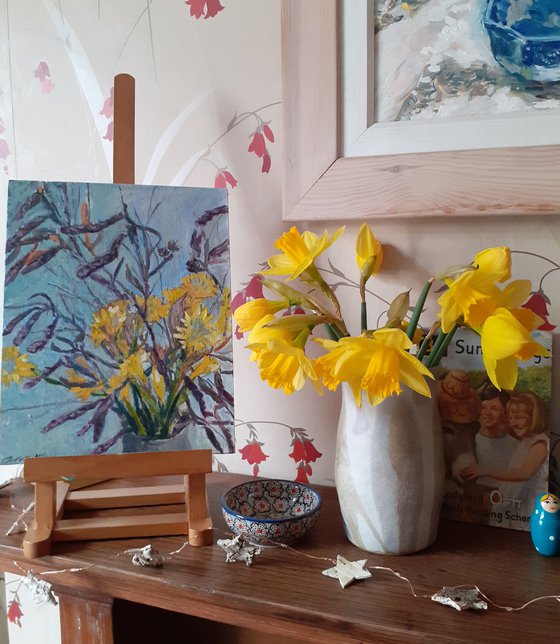 Daffodils and Alder Catkins