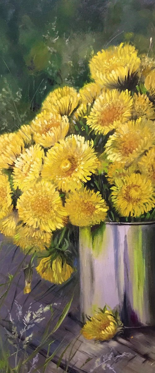 "Dandelions" oil painting on canvas by Tetiana Tiplova