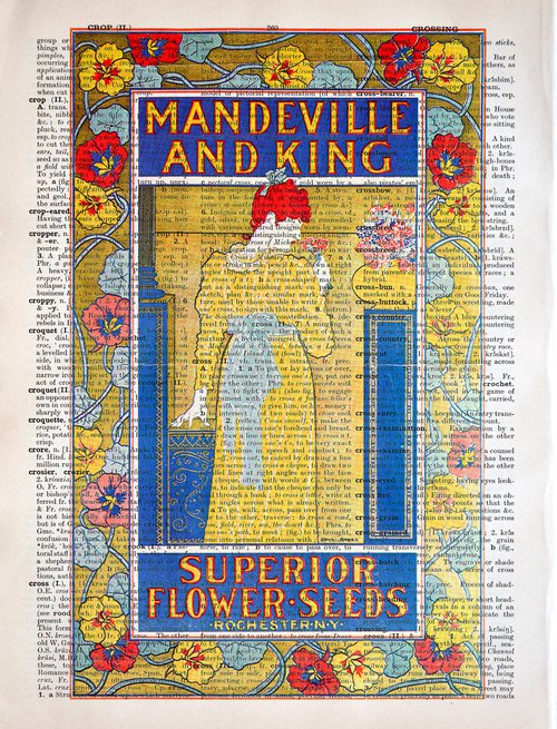 Mandeville and King Superior Flower Seeds - Collage Art Print on Large Real English Dictionary Vintage Book Page by Jakub DK - JAKUB D KRZEWNIAK