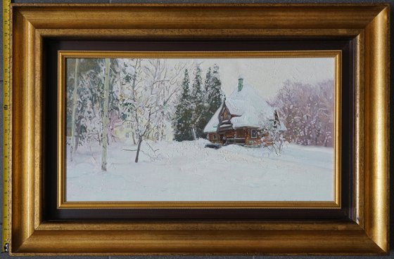 Teremok bathhouse in Abramtsevo in winter