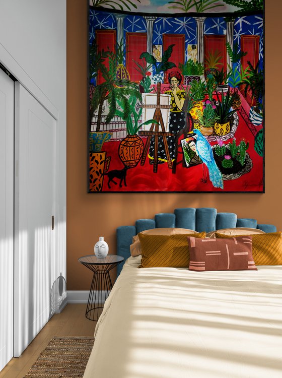 Casa de Frida - oil & acrylic on canvas - free shipping