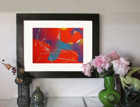 abstract painting with paper cut #4