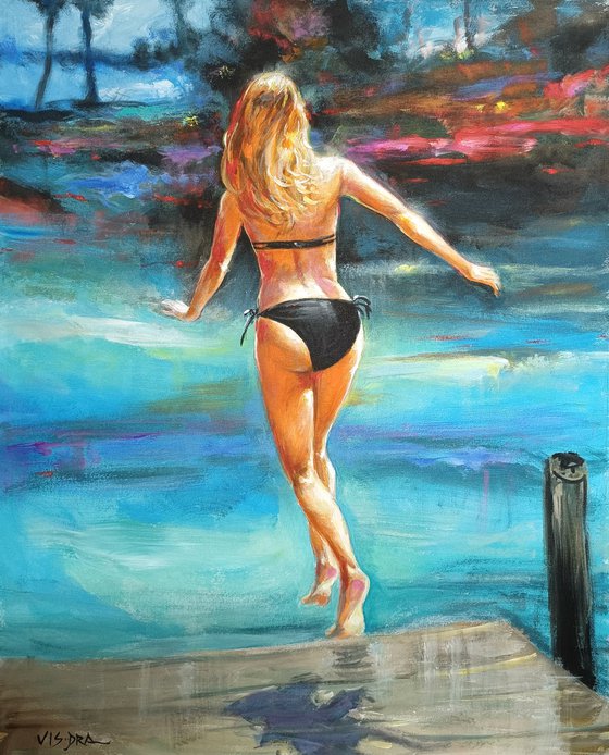 swimming girl, 38x48 in