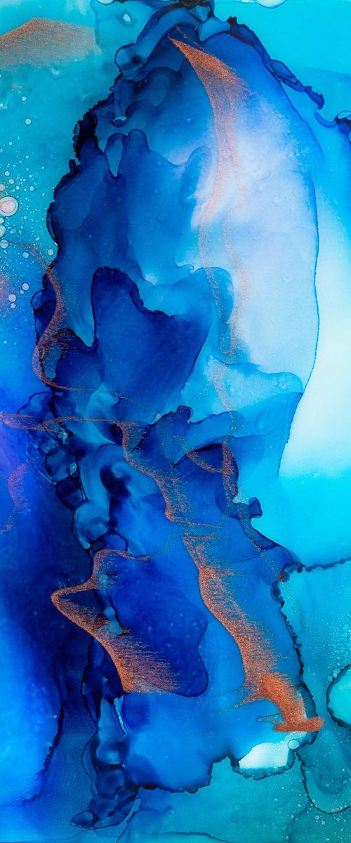Abstract Painting Print Alcohol Ink - Blue Waves I by Lynne Douglas