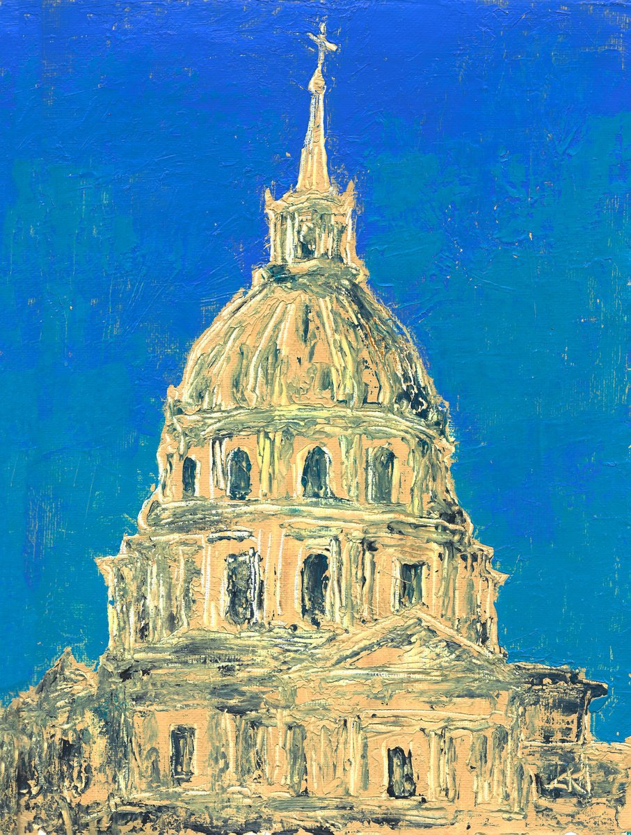 Impressionistic Cityscapes Acrylic Painting By Denys Kuvaiev, 9 X 11, Les Invalides Paris, Original Artwork