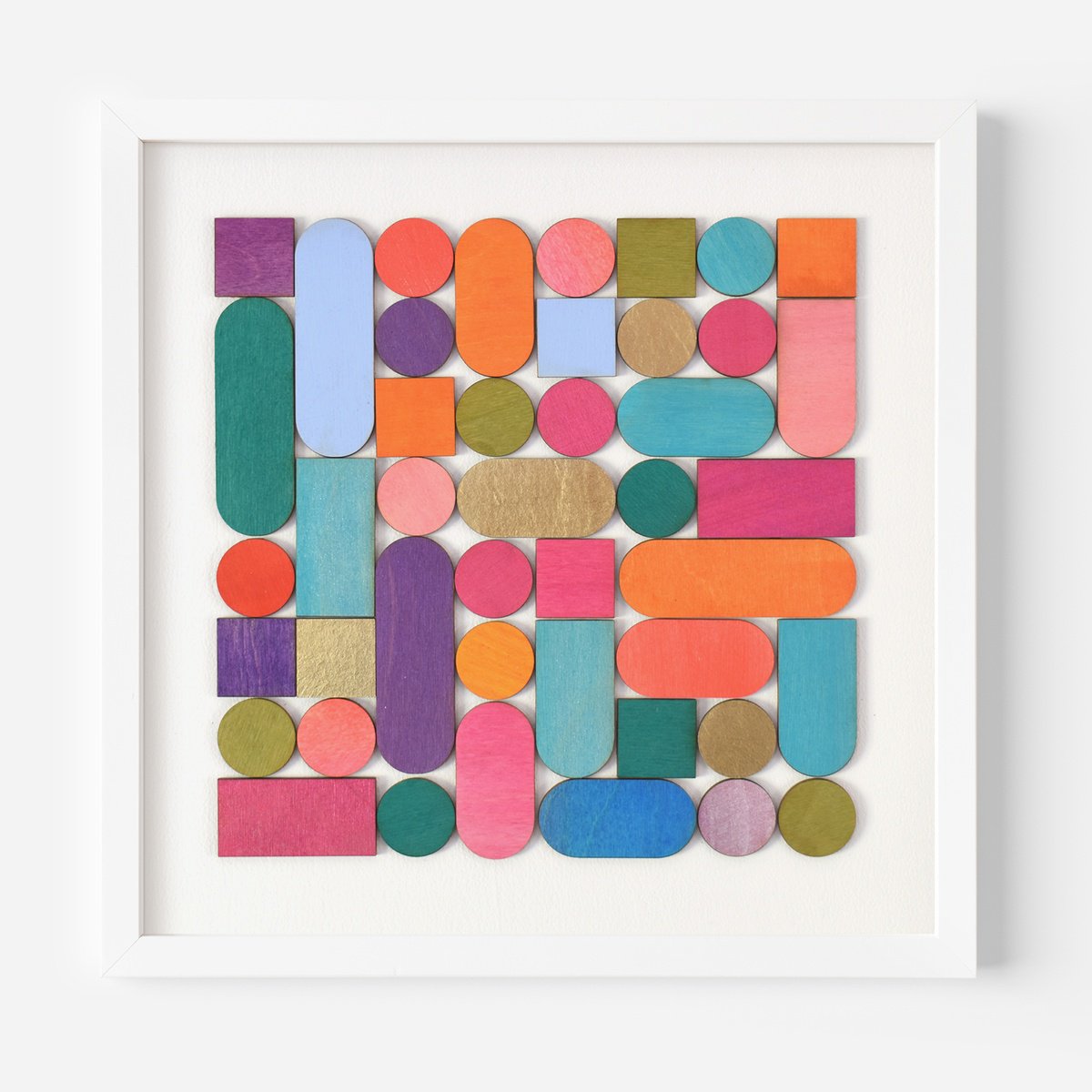 Geometric Abstract Painting By Amelia Coward, 16 X 16, Retro Colour Blocks, Original Artwork
