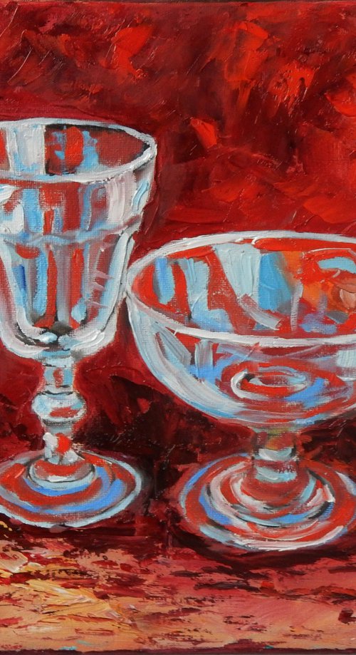 Wine glass on red. by Vita Schagen