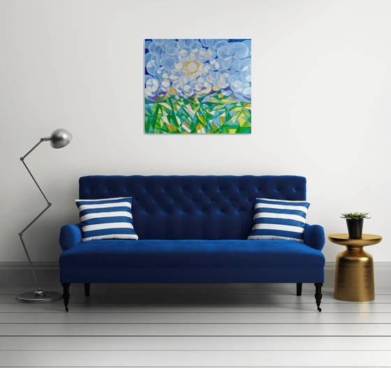 Morning (80x90cm, cubism, oil painting, ready to hang)
