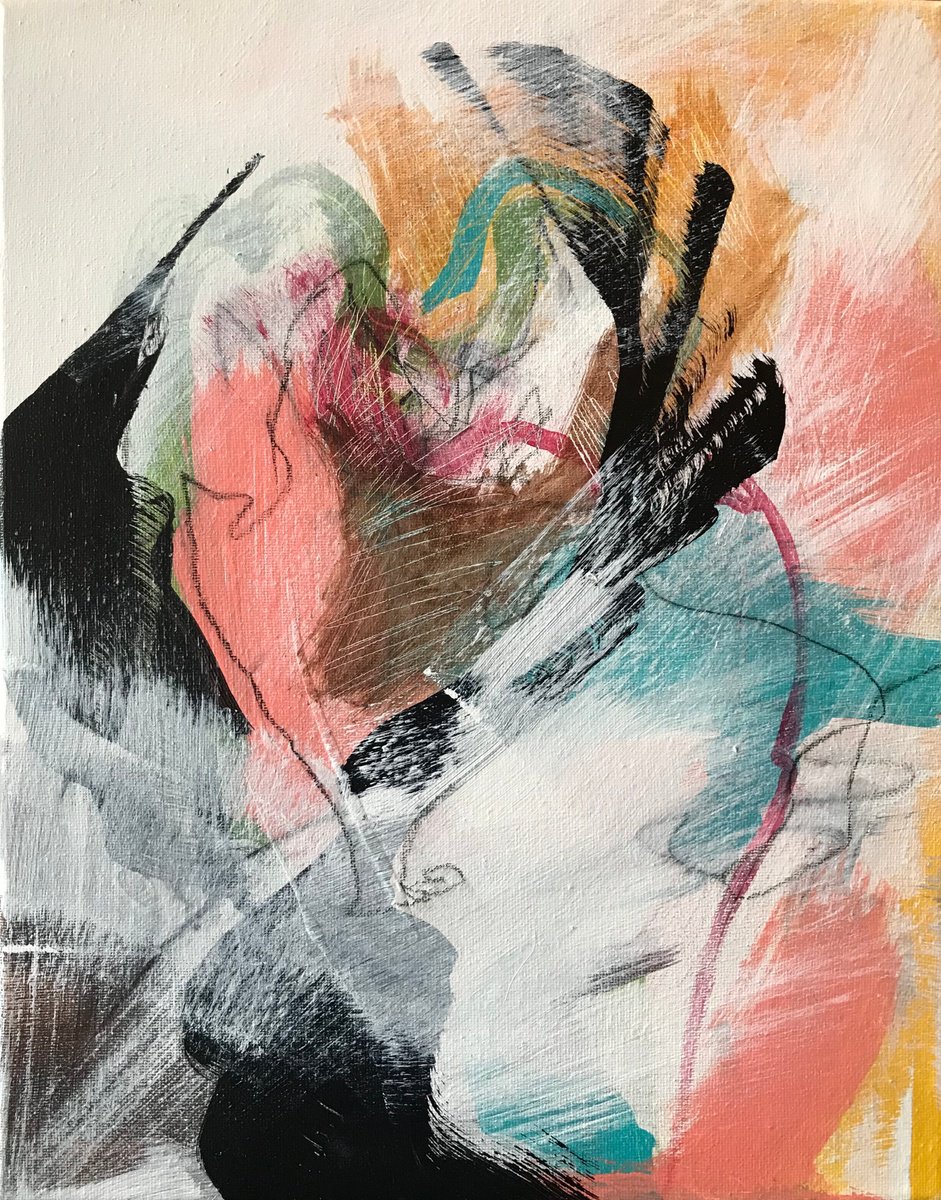 Organic Abstract Acrylic Painting By Kris Haas, 16 X 20", What Is Normal?, Original Artwork