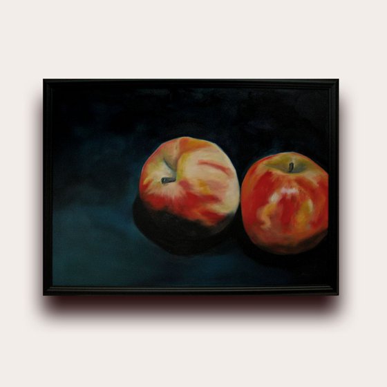 Still Life Oil Painting -Two Apples (ii)