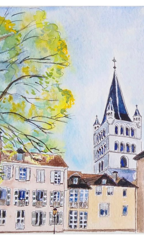 Annecy Canal and Bell Tower by Liubov Samoilova