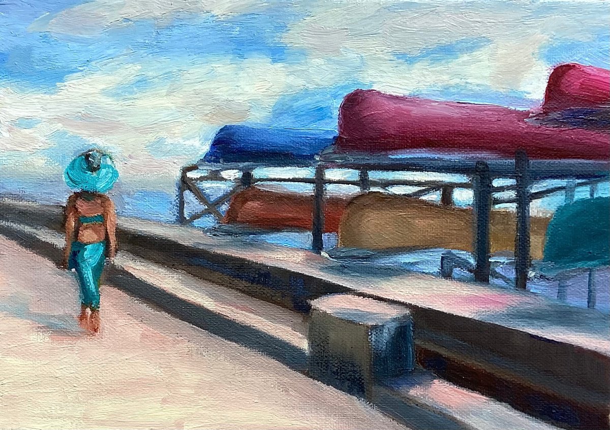 Impressionistic Landscape Oil Painting By Grace Diehl, 7 X 5, Walking By, Original Artwork