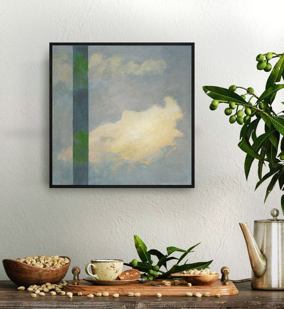 Yellow green clouds, Framed