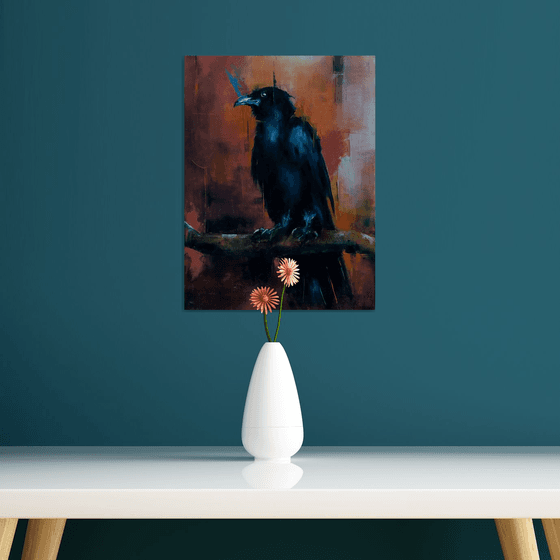 Raven. Original oil painting.