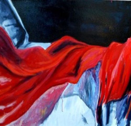 Red shawl, part of Nude Dancer series by Sandi J. Ludescher