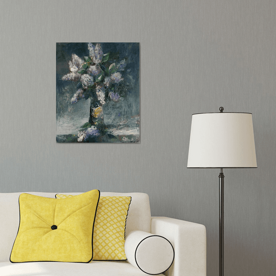 Abstract  lilacs(50x60cm, oil painting, ready to hang)