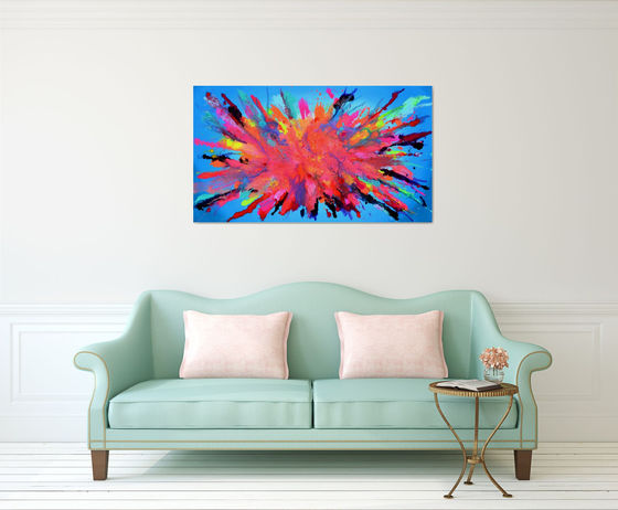 Broken Pandora 140x80 cm Large Abstract, Supersized Painting - Ready to Hang