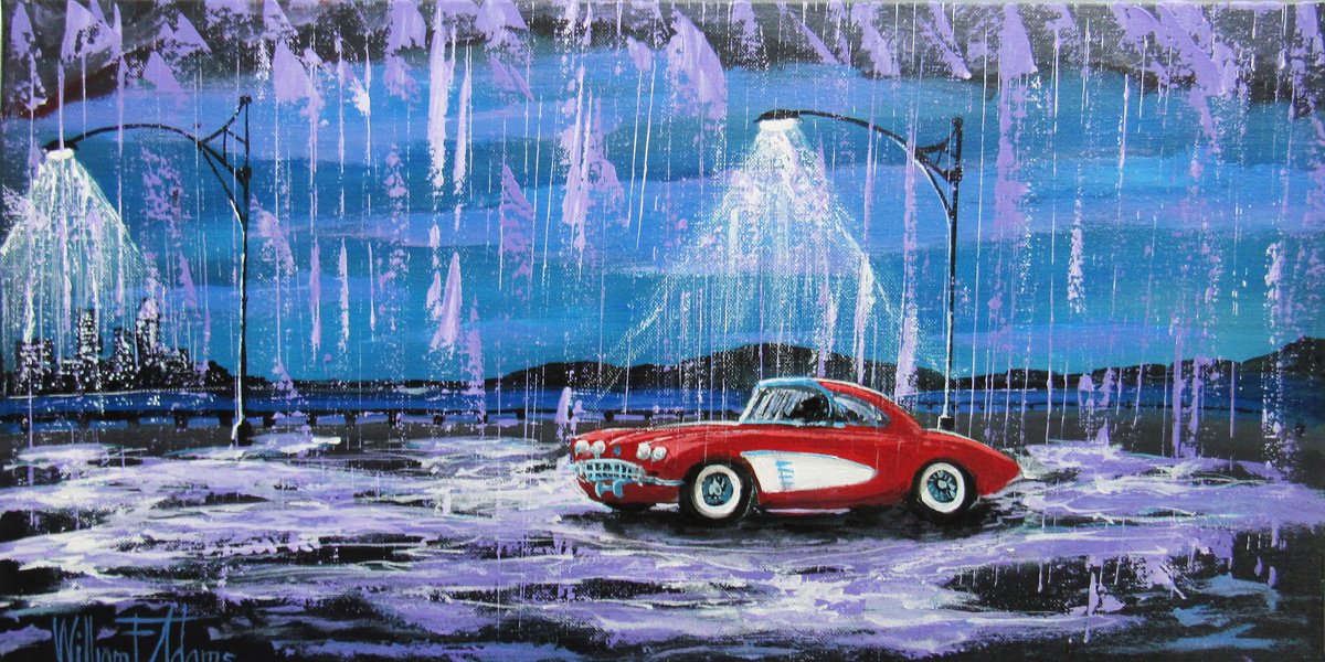 Impressionistic Abstract Acrylic Painting By William F. Adams, 24 X 12", A Tribute To Prince!, Original Artwork