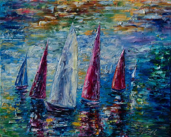 Sails To-Night 20"x16"x0.5" (Palette Knife)