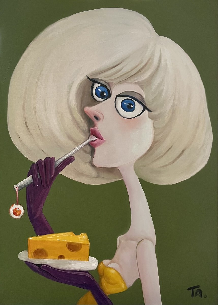 Surrealistic Portrait Oil Painting By Ta Byrne, 20 X 28", Tikkey, Original Artwork