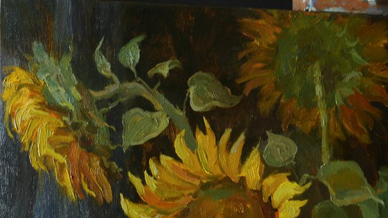 Sunflowers - sunflower still life painting