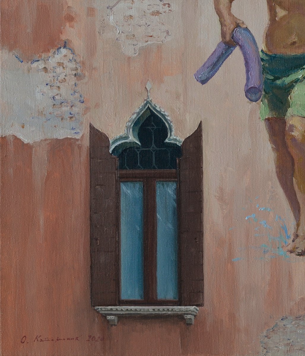 Urban And Pop Cityscapes Giclee Print By Oleg Kateryniuk, 20 X 30", Big Water Venice Beach, Original Artwork