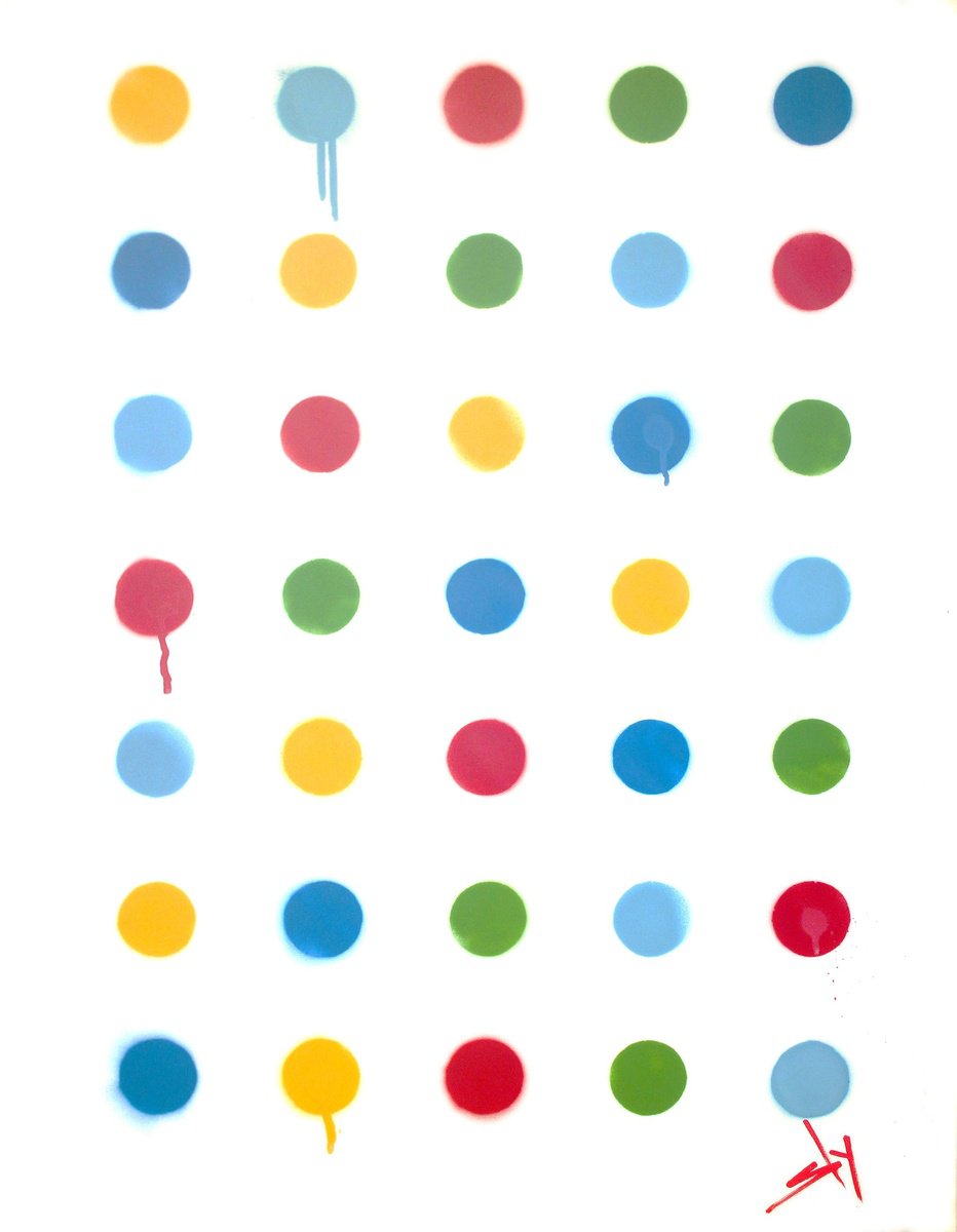 Urban And Pop Abstract Painting By Juan Sly, 23 X 30", Other No. 6. Hirst (Bc)., Original Artwork