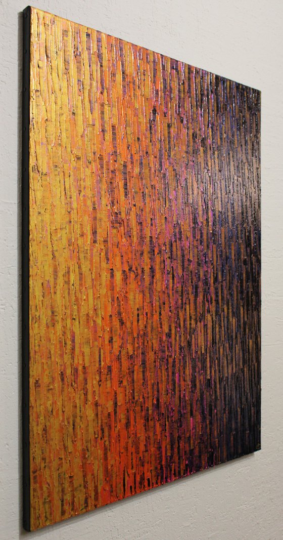 Fused iridescent gold orange pink