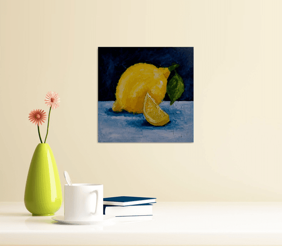 Lemon Painting Original Art Fruit Artwork Citrus Wall Art Kitchen Still Life