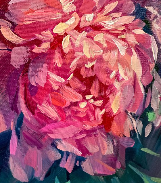 Peonies in a White Vase