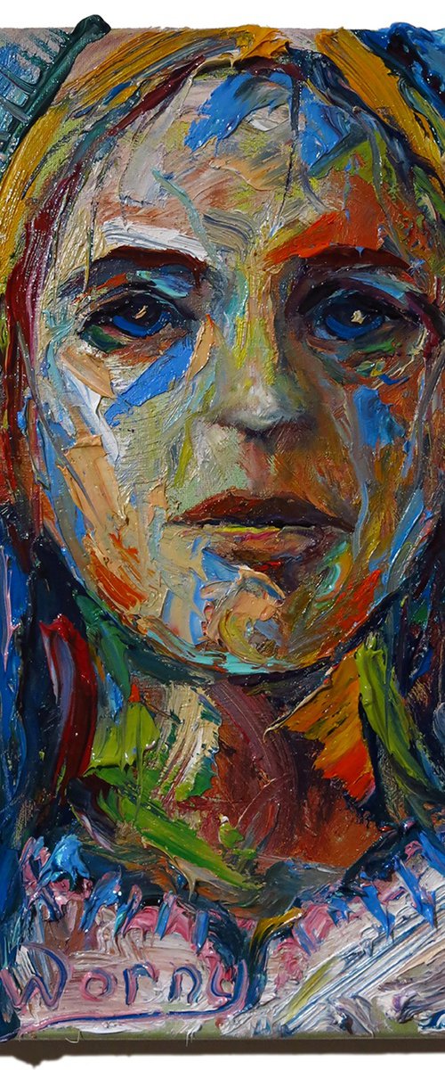 Original Oil Painting Girl by David Padworny