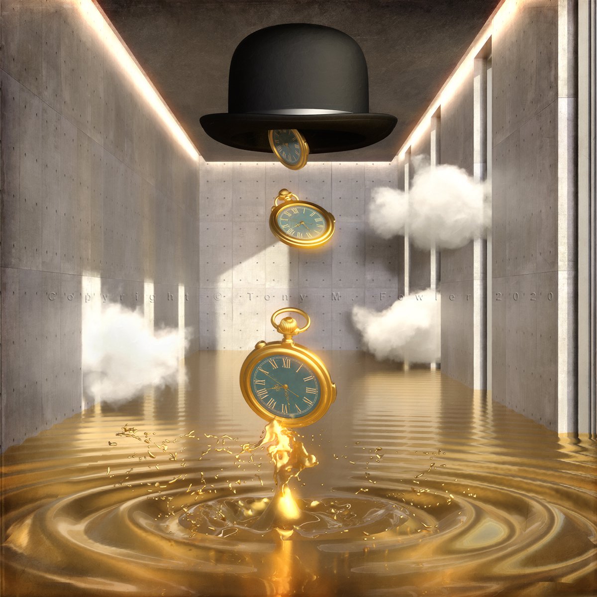 Surrealistic Portrait Giclee Print By Tony Fowler, 29 X 29", Inevitability, Original Artwork