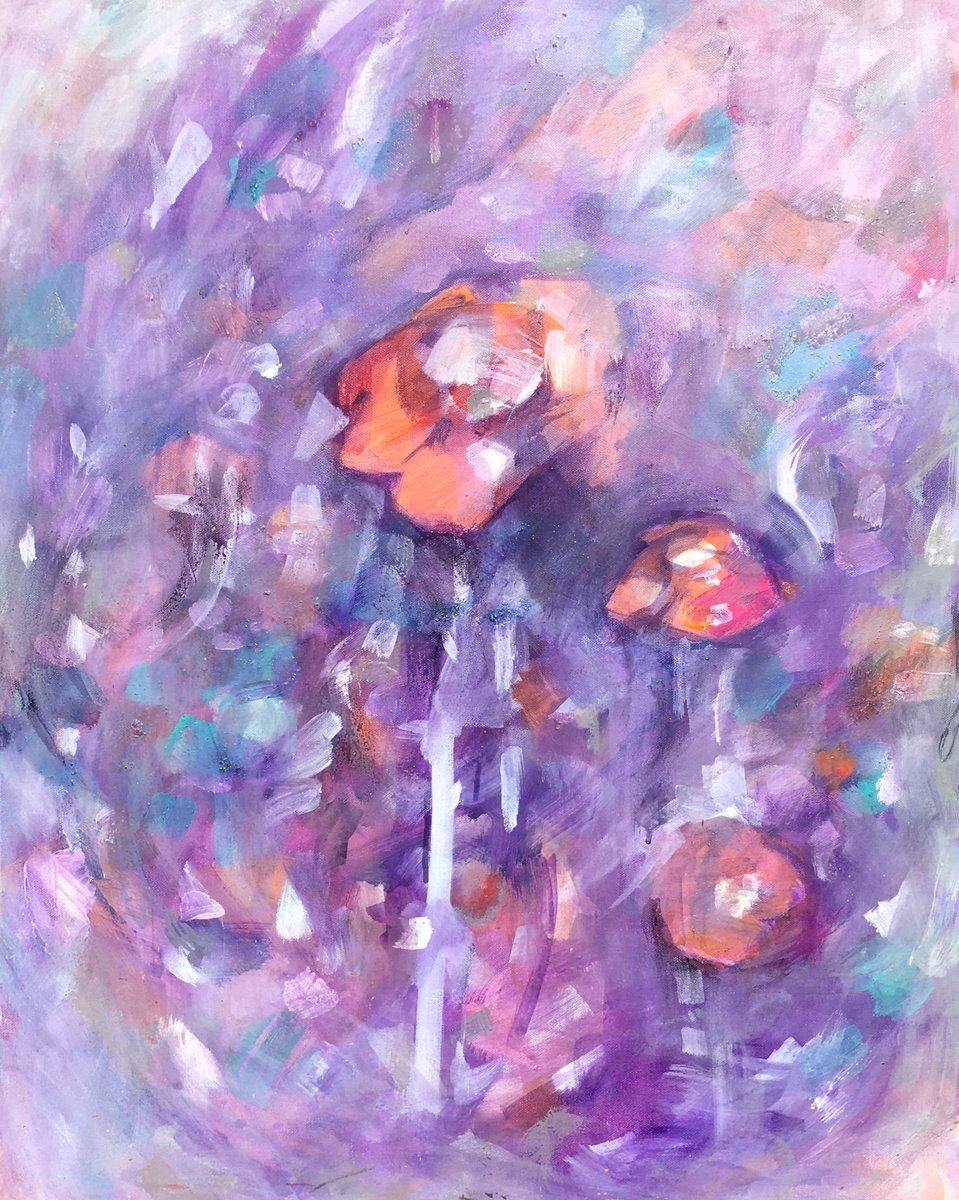 Expressive Botanical Oil Painting By Guy Pickford, 22 X 28, Grow Within, Original Artwork