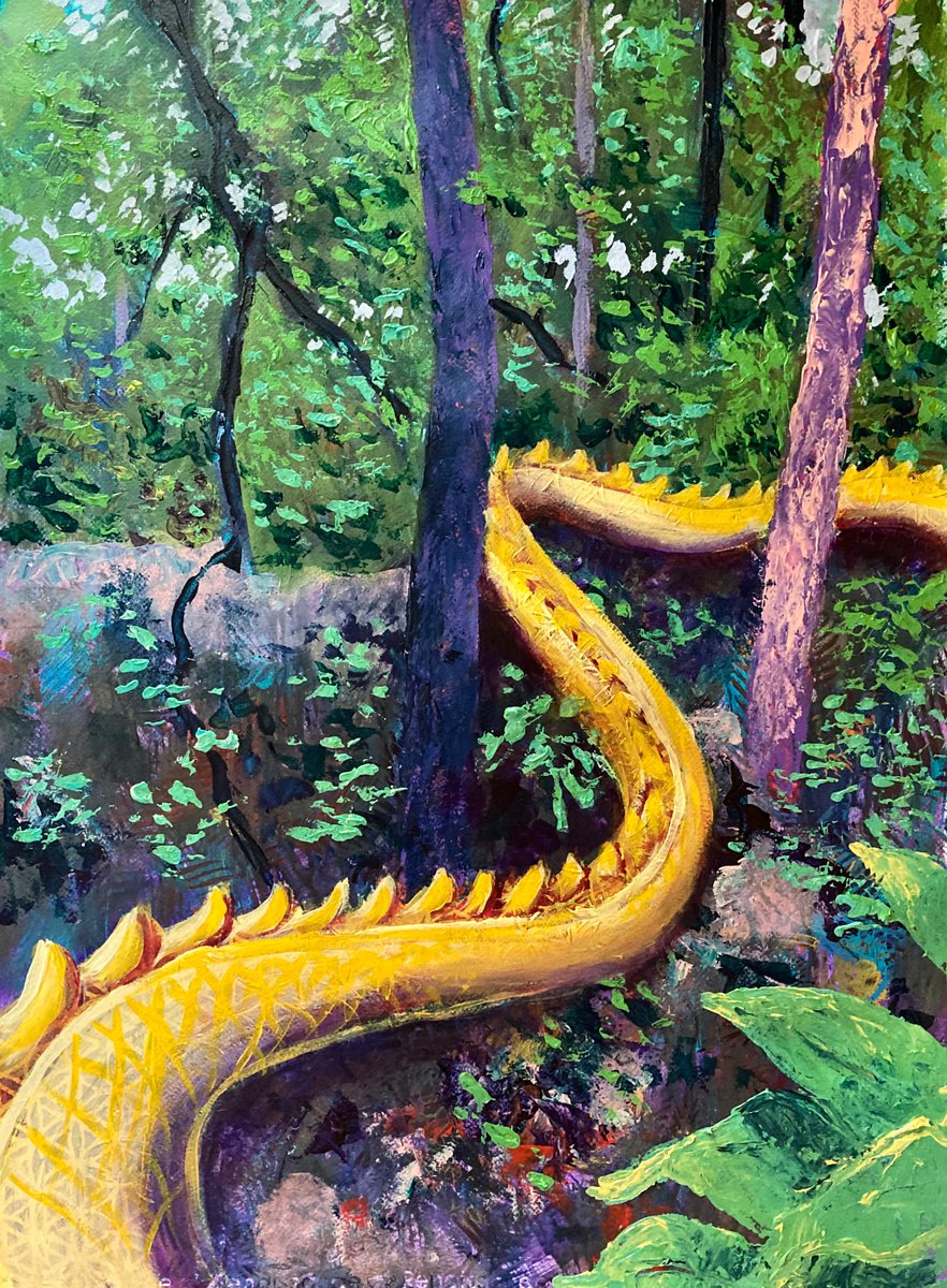 Impressionistic Landscape Acrylic Painting By John Cottee, 22 X 30, Jungle Naga, Original Artwork