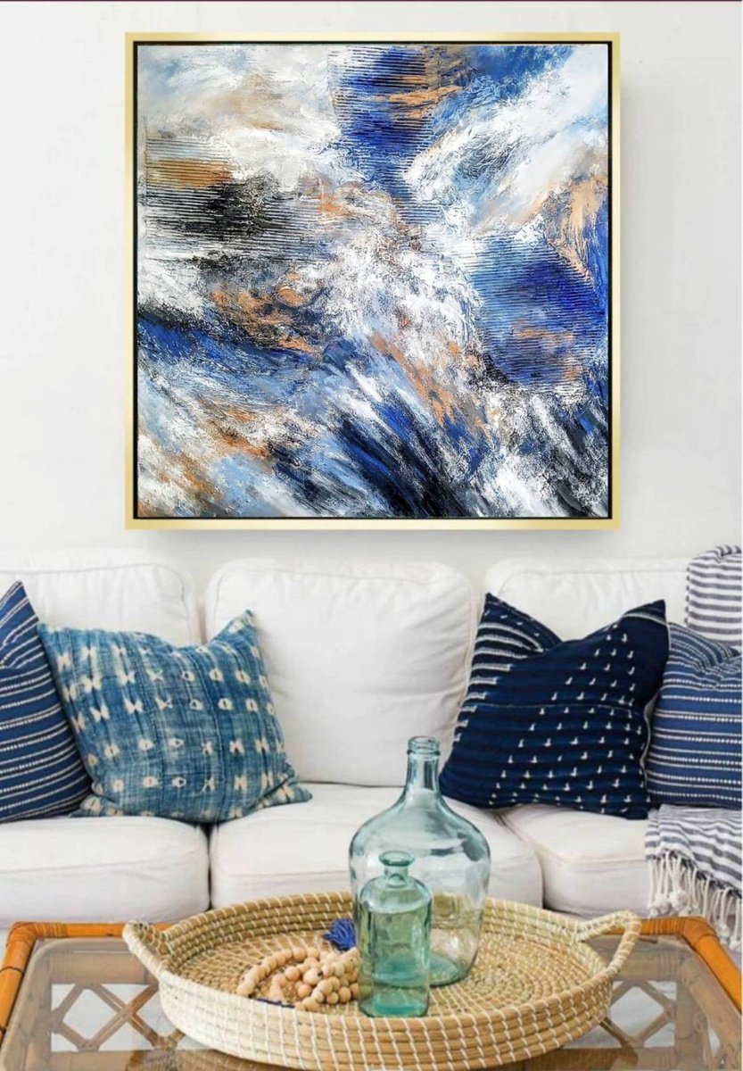 Up in the clouds 100x100cm Abstract Textured Painting by Alexandra Petropoulou