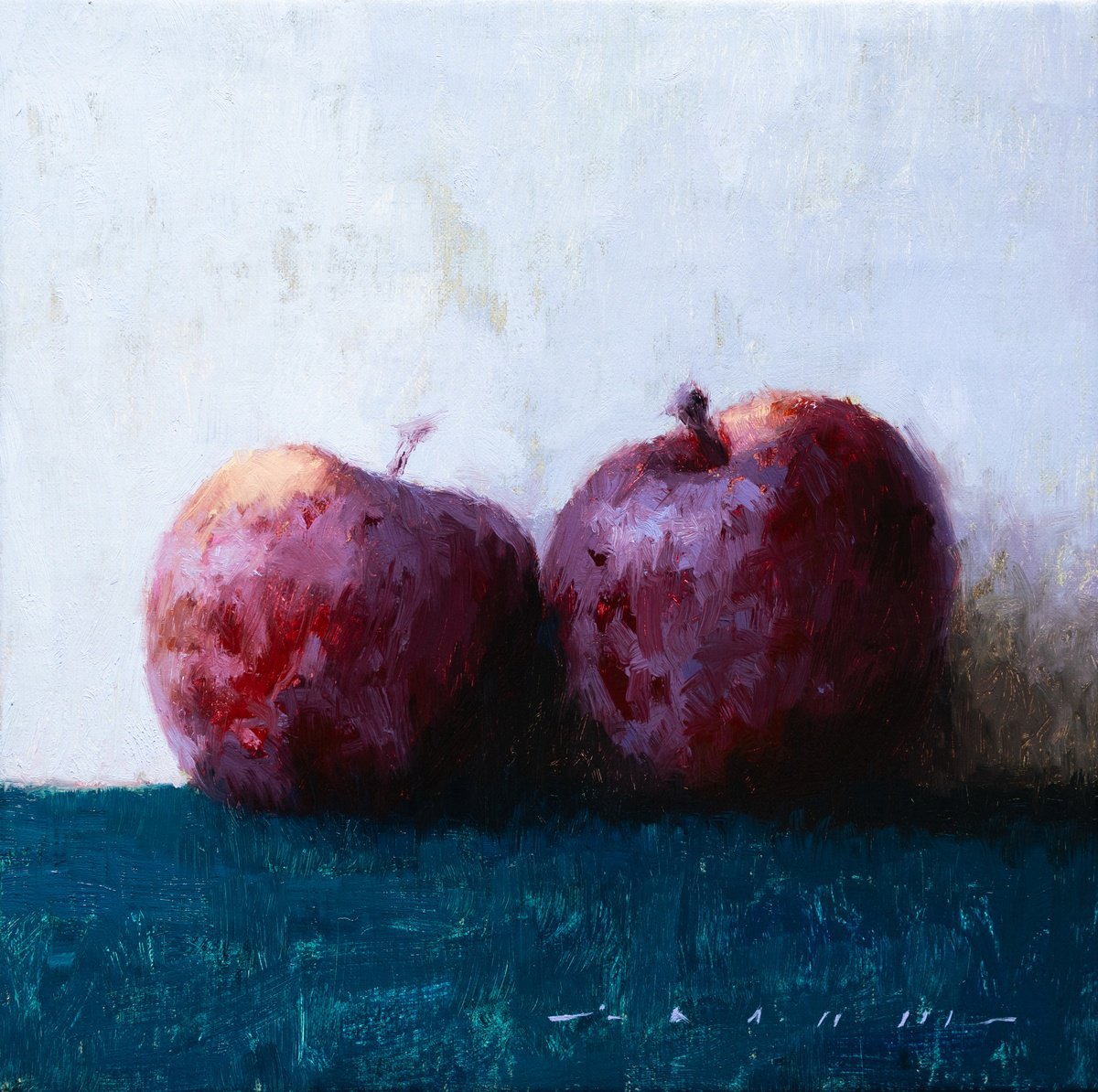 Photorealistic Still Life Oil Painting By Rostyslav Malysh, 8 X 8", - Red Apples - ?, Original Artwork