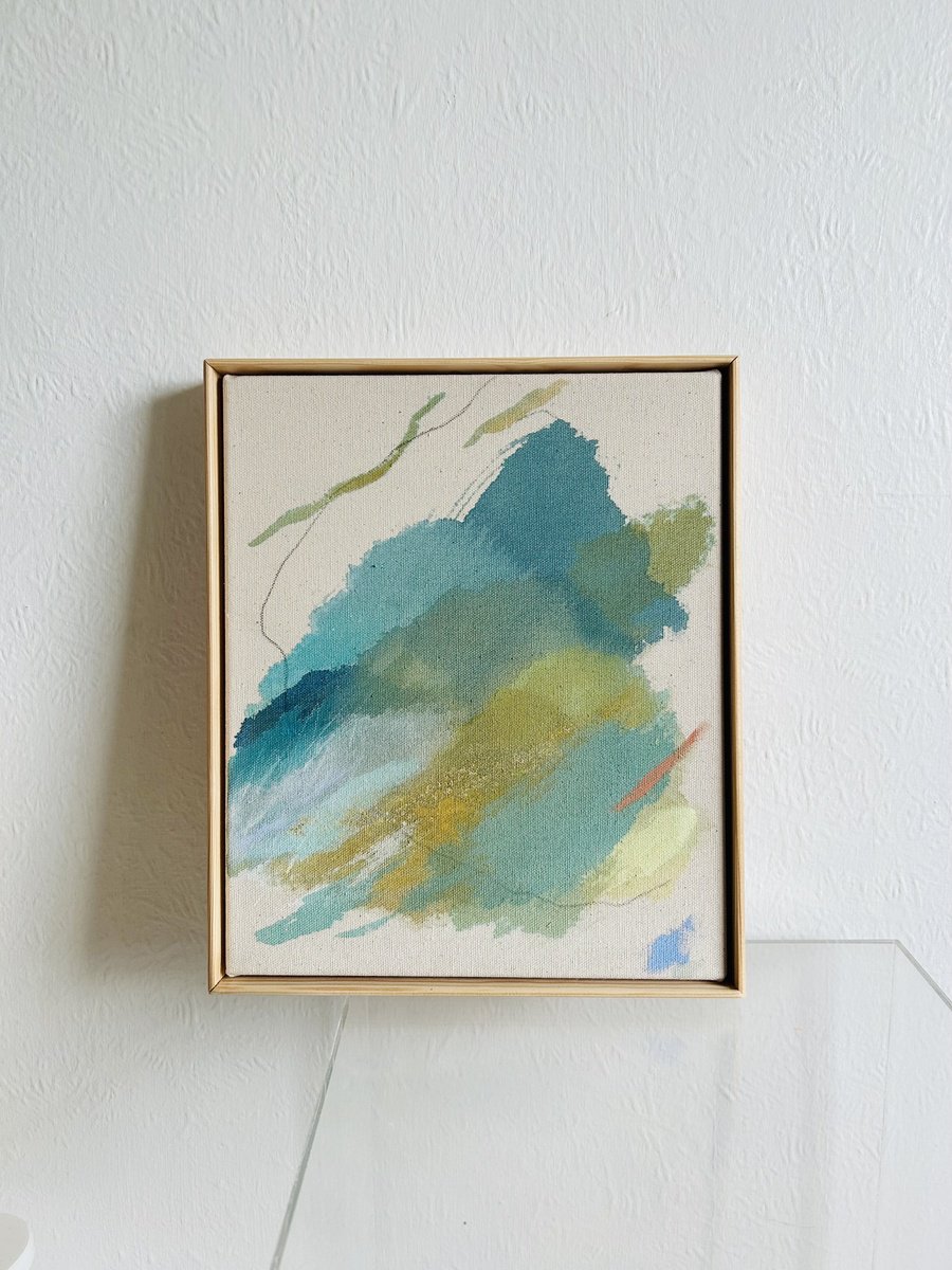 Organic Abstract Acrylic Painting By Ryoko Minamitani, 12 X 10", Spirits In The Forest 2, Original Artwork