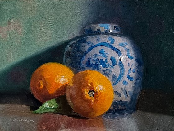 Tangerines and Vase
