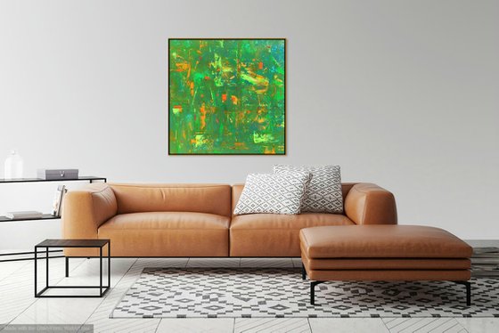 Vibrant Green Blue Orange Abstract