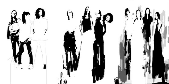 DESIGNING WOMEN TRIPTYCH   123"X59"