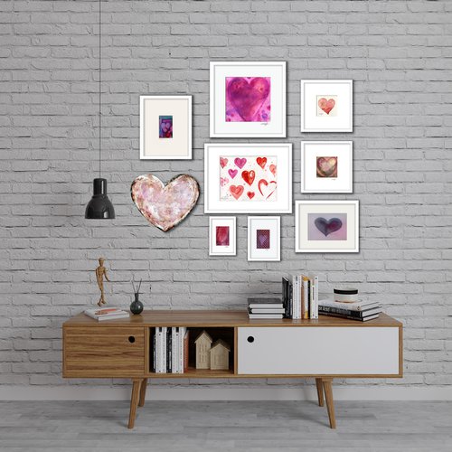 Heart Gallery Wall Collection 1 - 9 Heart Paintings by Kathy Morton Stanion by Kathy Morton Stanion