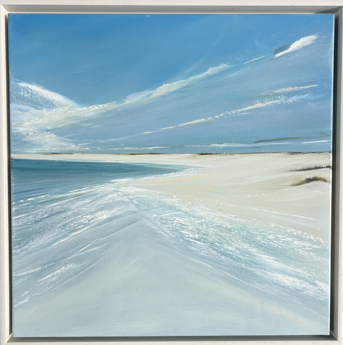 Impressionistic Landscape Oil Painting By Jane Skingley, 21 X 21, Where The Tide Meets, Original Artwork