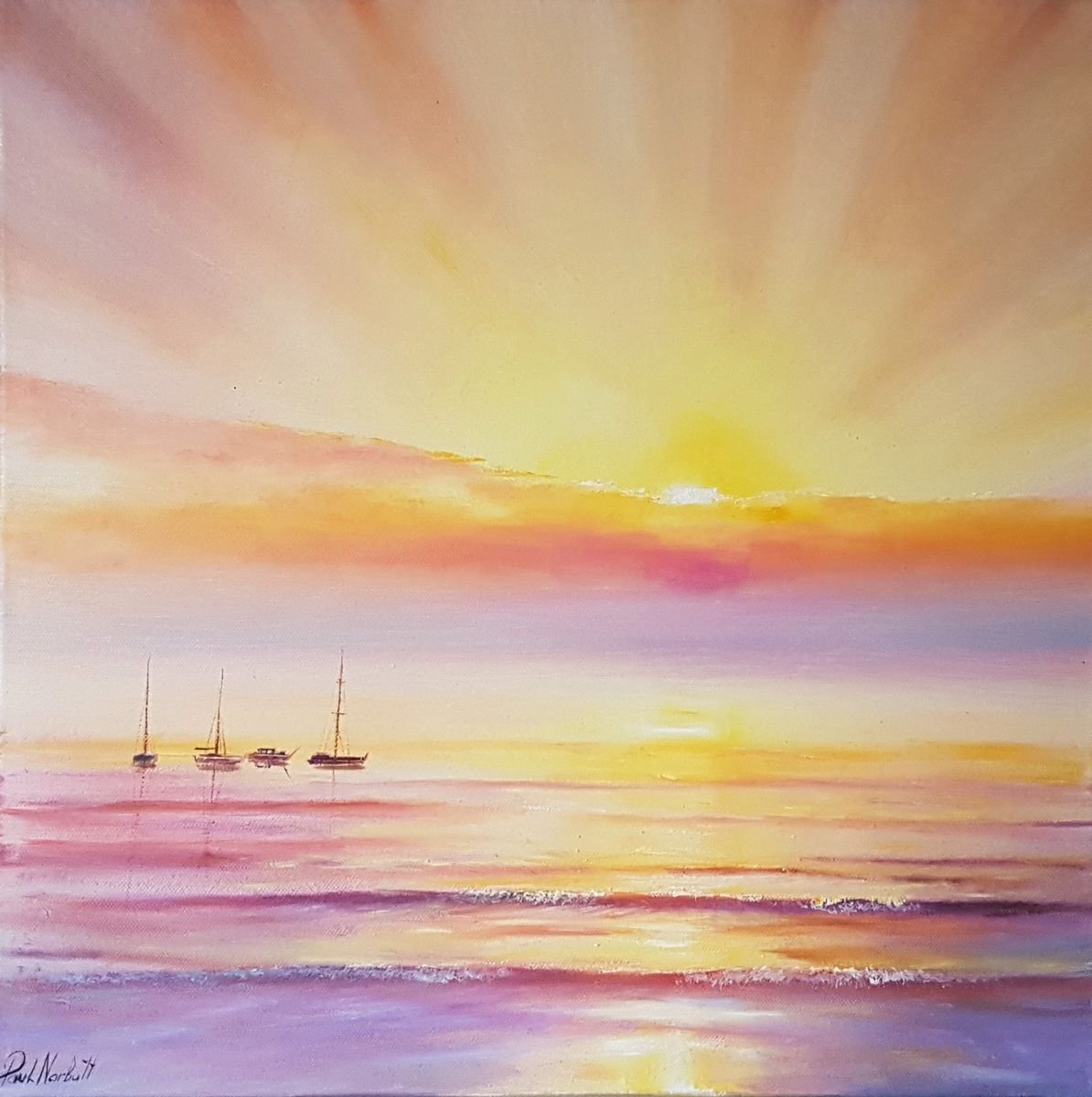 Impressionistic Landscape Oil Painting By Paul Narbutt, 20 X 20", To The Farthest Shores, Original Artwork