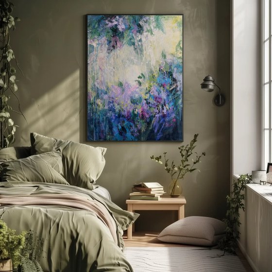 Lilac Waterfall. Abstract Floral Landscape