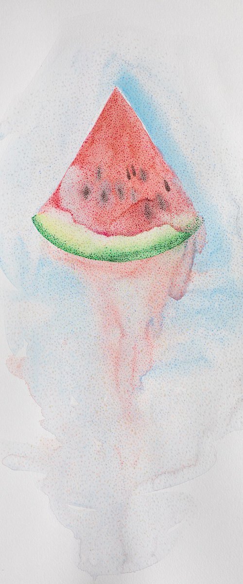 Abstract watermelon juicy slice by Liliya Rodnikova