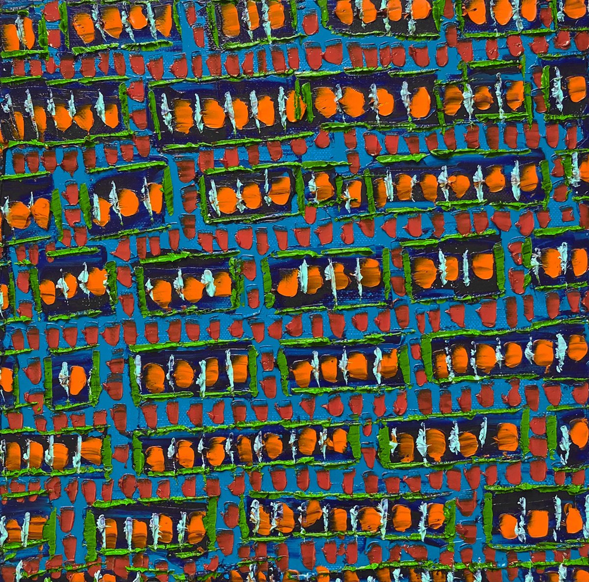 Abstract Oil Painting By Ann Parks Mccray, 12 X 12, Passing By, Original Artwork