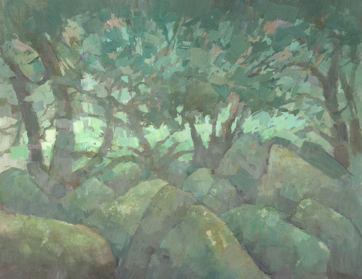 Impressionistic Landscape Acrylic Painting By Steve Mitchell, 31 X 25", Wistman