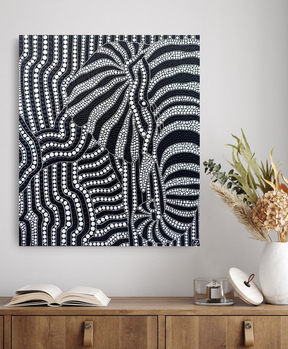 Black and White Abstract Elephant