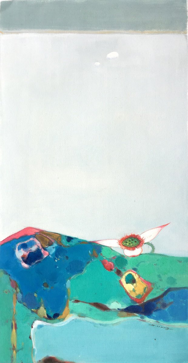 Lotus Floral K028 By Kunlong Wang, 16 X 31, Artwork For Sale On Artfinder