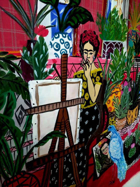 Casa de Frida - oil & acrylic on canvas - free shipping